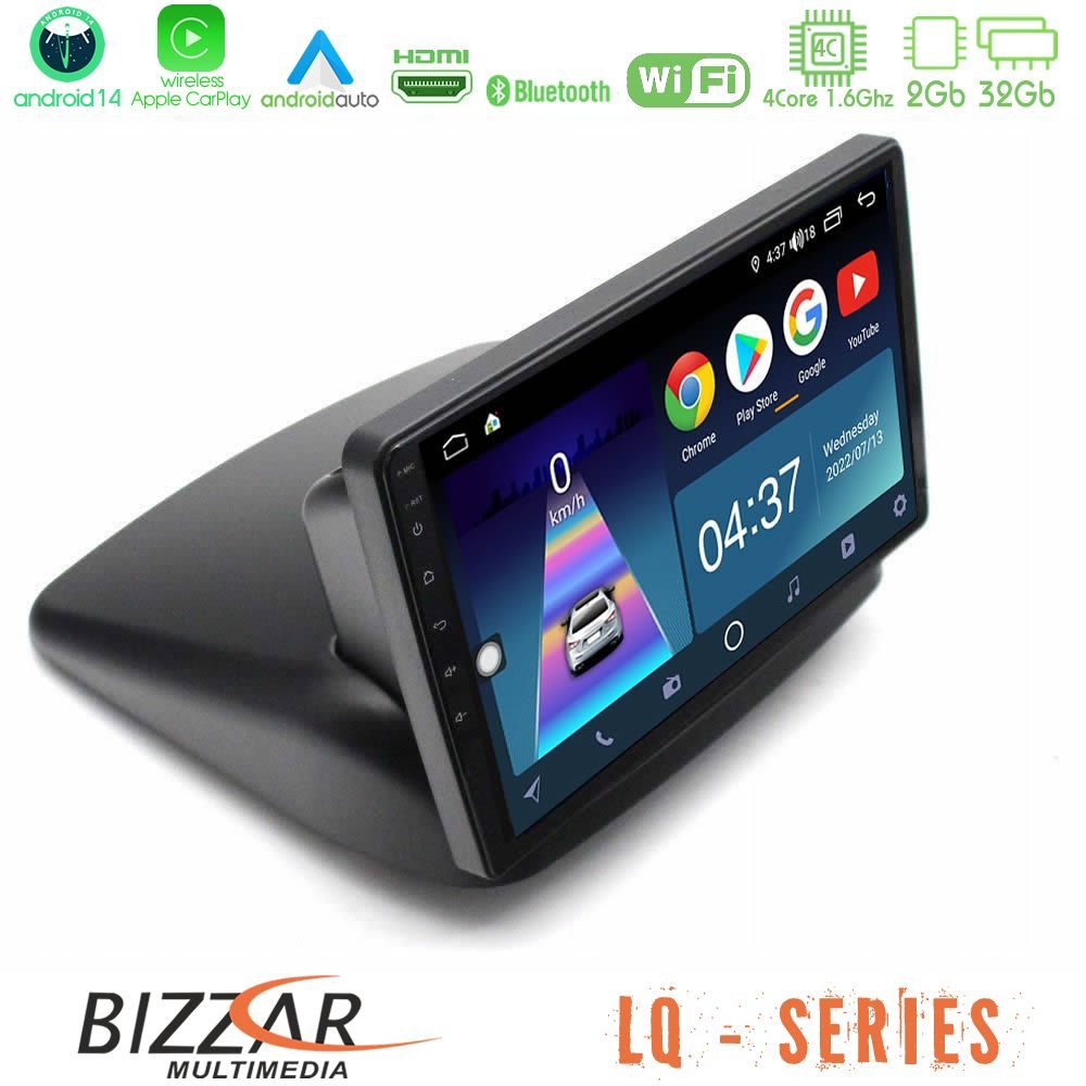 Bizzar LQ Series 4Core Android14 2+32GB Fiat Doblo 2002-2009 Navigation Multimedia Tablet 10" Με Carplay & Android Auto