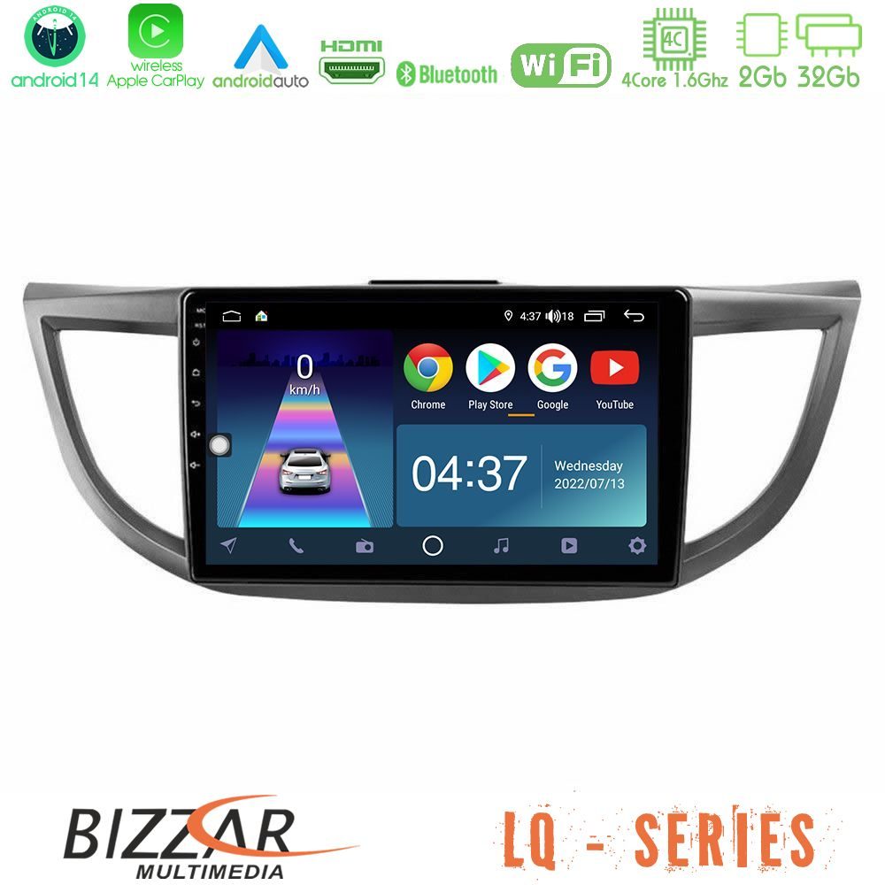 Bizzar LQ Series 4Core Android14 2+32GB Honda CRV 2012-2017 Navigation Multimedia Tablet 9" Με Carplay & Android Auto