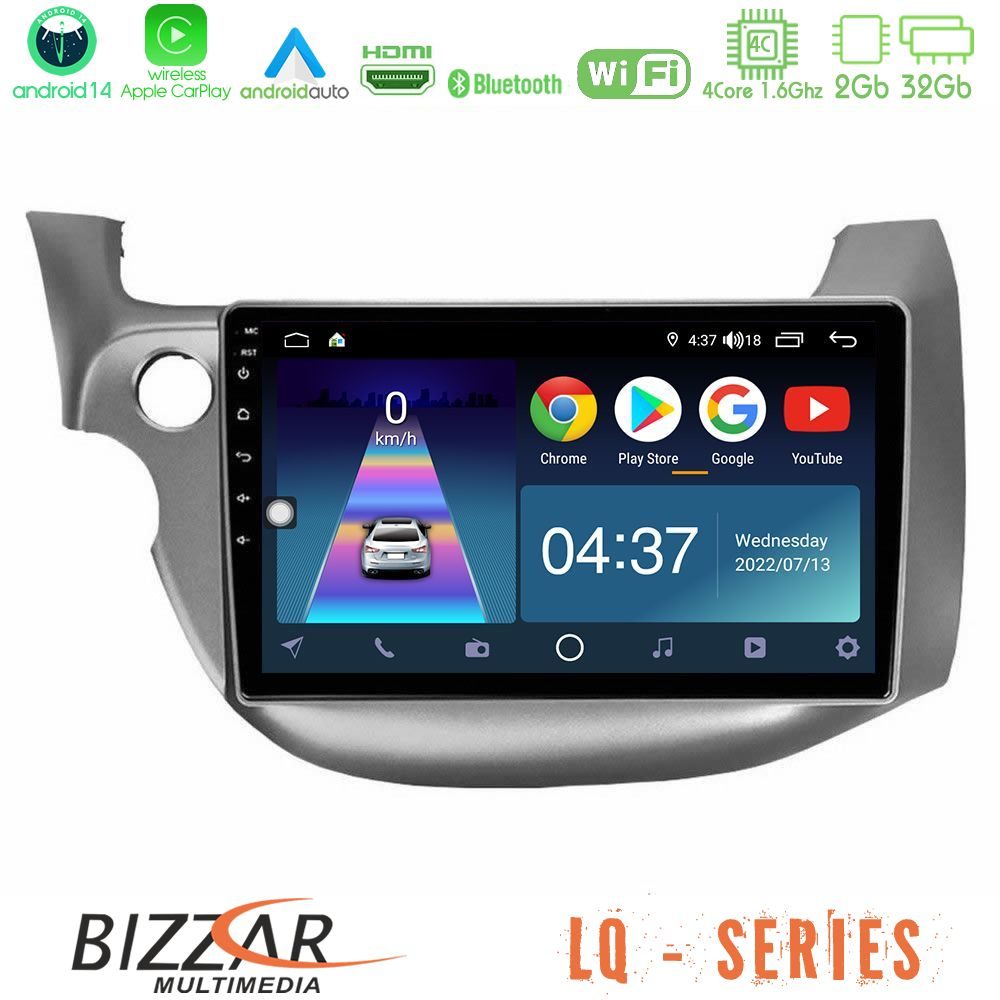 Bizzar LQ Series 4Core Android14 2+32GB Honda Jazz 2009-2013 Navigation Multimedia Tablet 10" Με Carplay & Android Auto