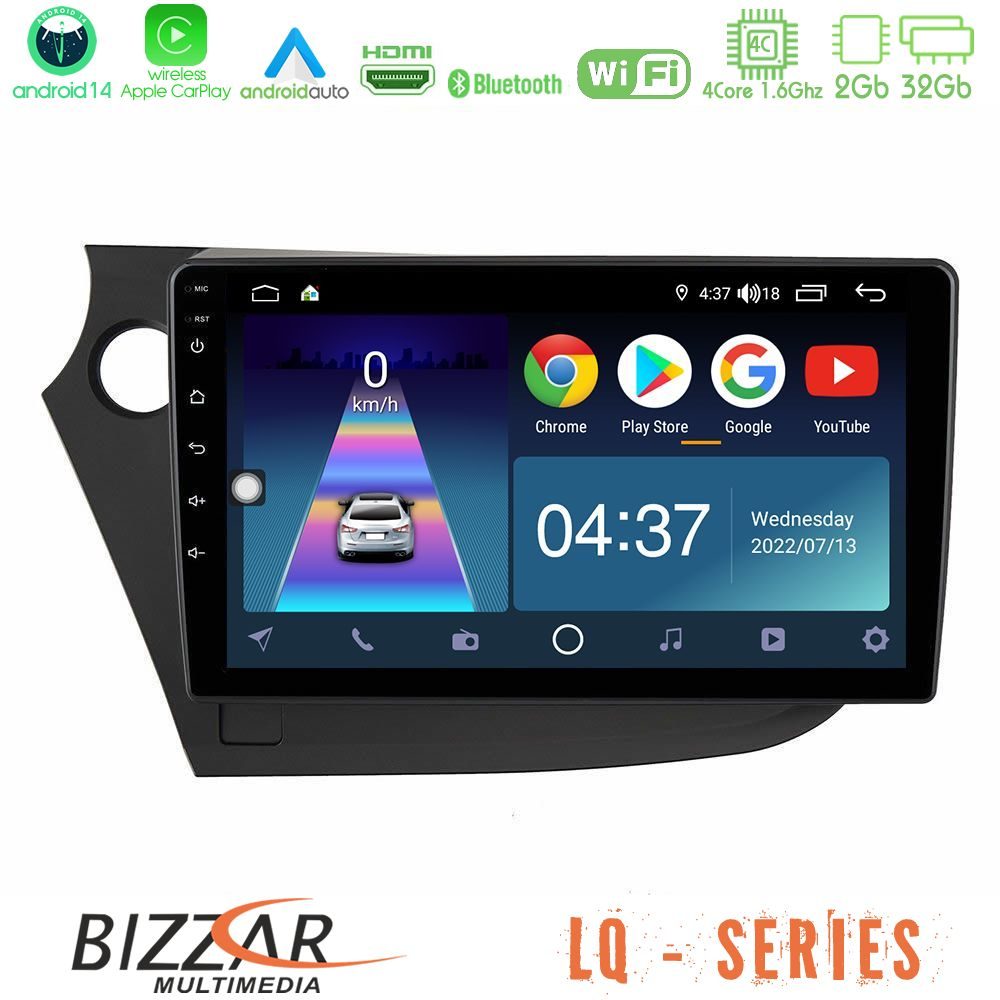 Bizzar LQ Series 4Core Android14 2+32GB Honda Insight 2009-2015 Navigation Multimedia Tablet 9" Με Carplay & Android Auto