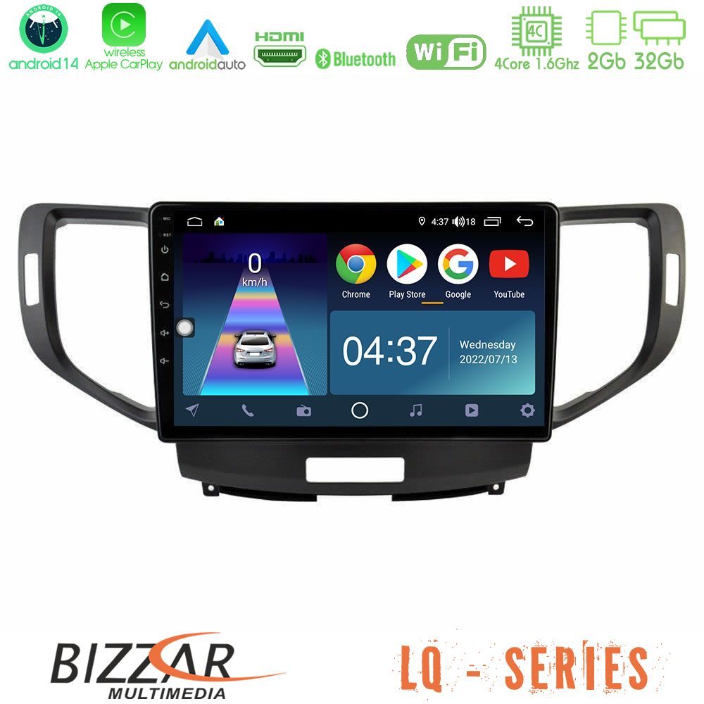 Bizzar LQ Series 4Core Android14 2+32GB Honda Accord 2008-2015 Navigation Multimedia Tablet 9" Με Carplay & Android Auto