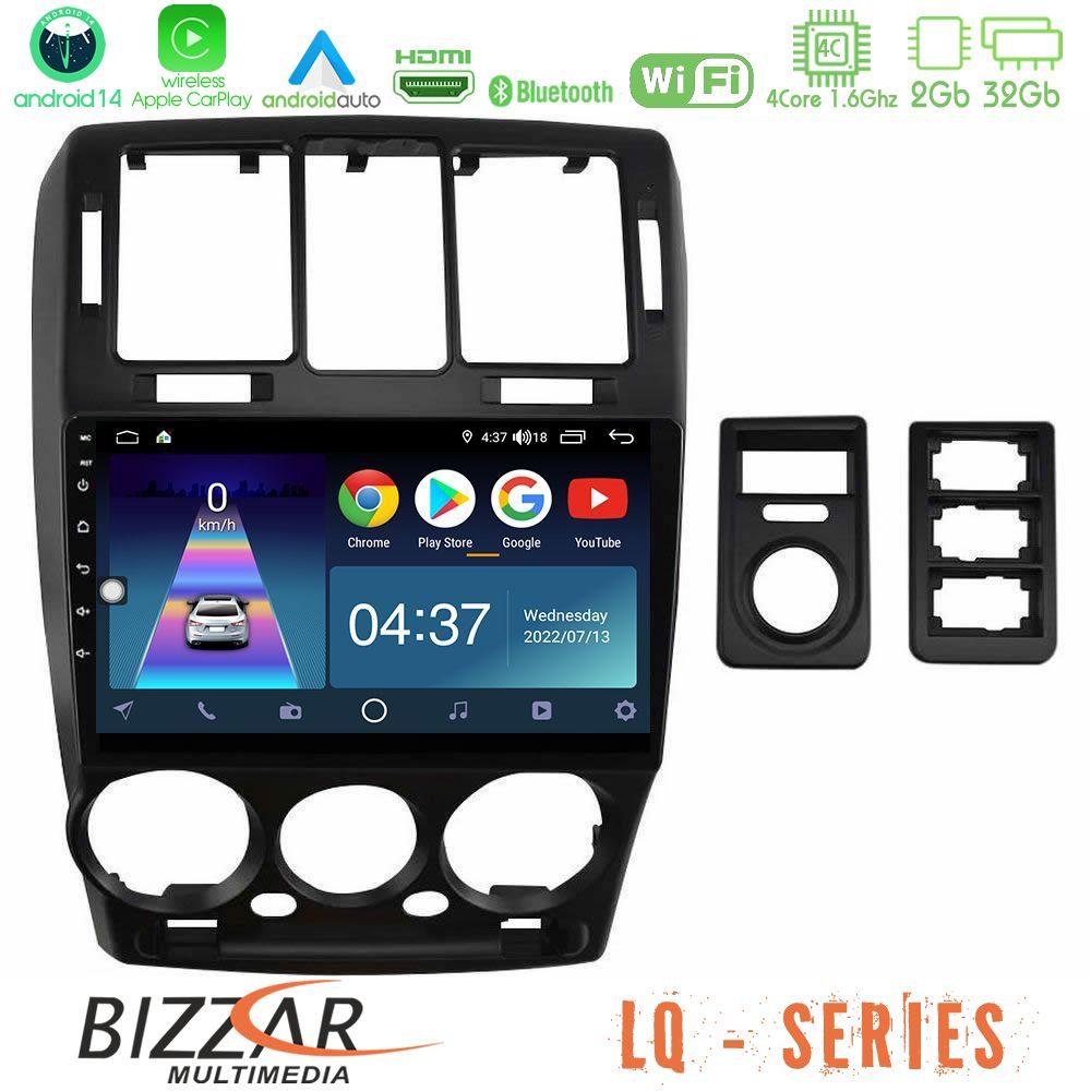 Bizzar LQ Series 4Core Android14 2+32GB Hyundai Getz 2002-2009 Navigation Multimedia Tablet 9" Με Carplay & Android Auto
