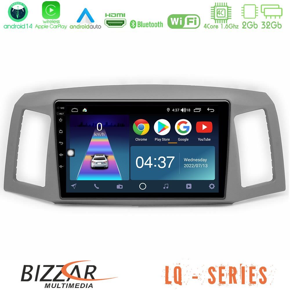 Bizzar LQ Series 4Core Android14 2+32GB Jeep Grand Cherokee 2005-2007 Navigation Multimedia Tablet 10" Με Carplay & Android Auto