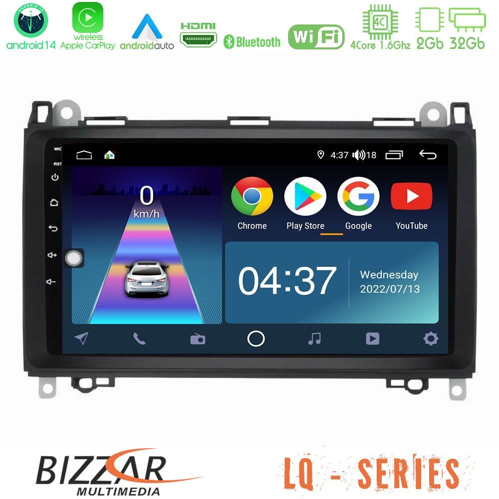 Bizzar LQ Series 4Core Android14 2+32GB Mercedes A/B/Vito/Sprinter Class Navigation Multimedia Tablet 9" Με Carplay & Android Auto