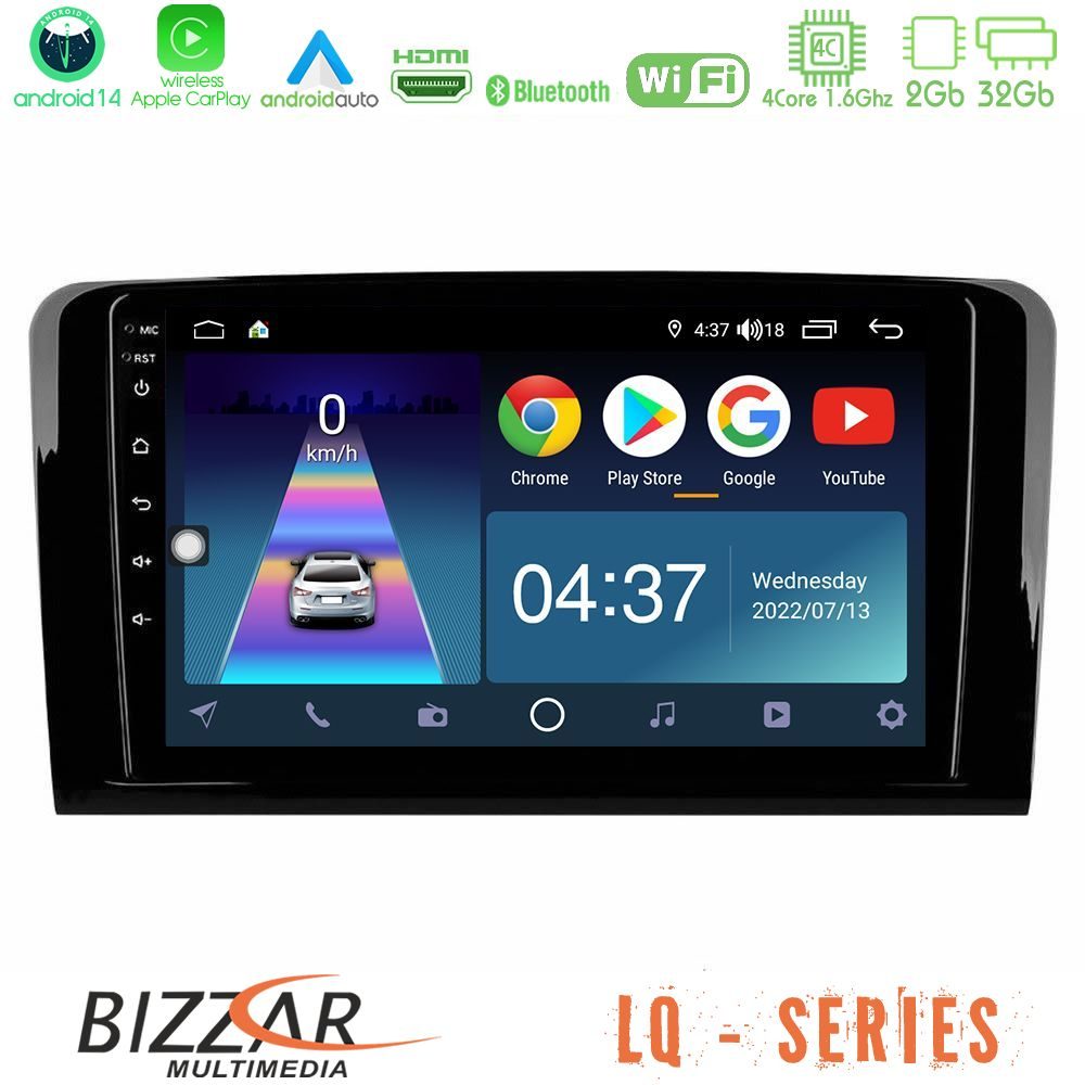 Bizzar LQ Series 4Core Android14 2+32GB Mercedes ML/GL Class Navigation Multimedia Tablet 9" Με Carplay & Android Auto