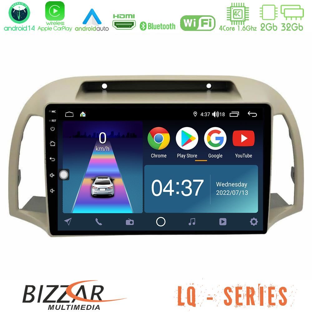 Bizzar LQ Series 4Core Android14 2+32GB Nissan Micra K12 2002-2010 Navigation Multimedia Tablet 9" Με Carplay & Android Auto