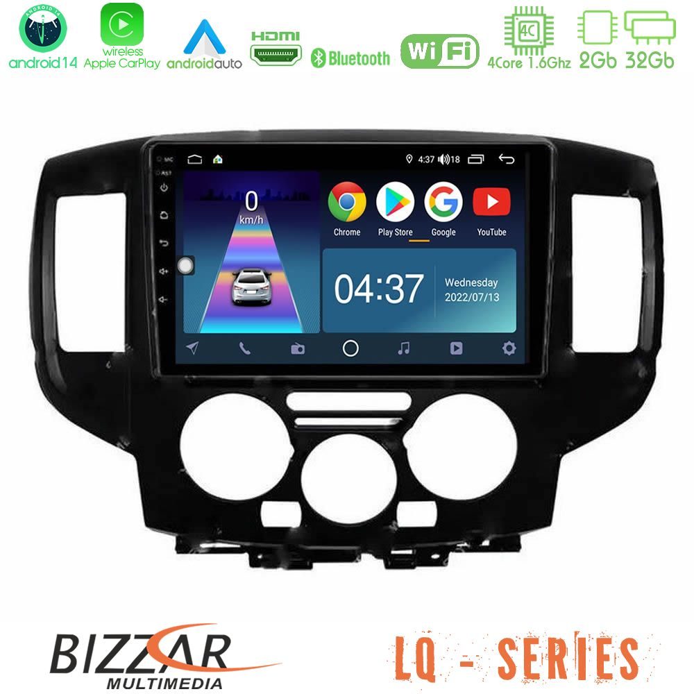 Bizzar LQ Series 4Core Android14 2+32GB Nissan NV200 Navigation Multimedia Tablet 9" Με Carplay & Android Auto (Μαύρο)