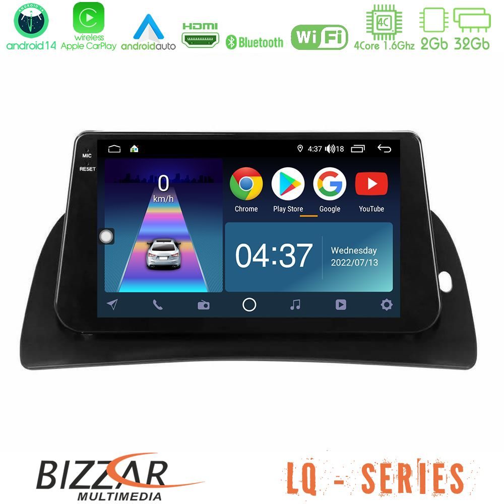 Bizzar LQ Series 4Core Android14 2+32GB Renault Kangoo 2015-2018 Navigation Multimedia Tablet 9" Με Carplay & Android Auto