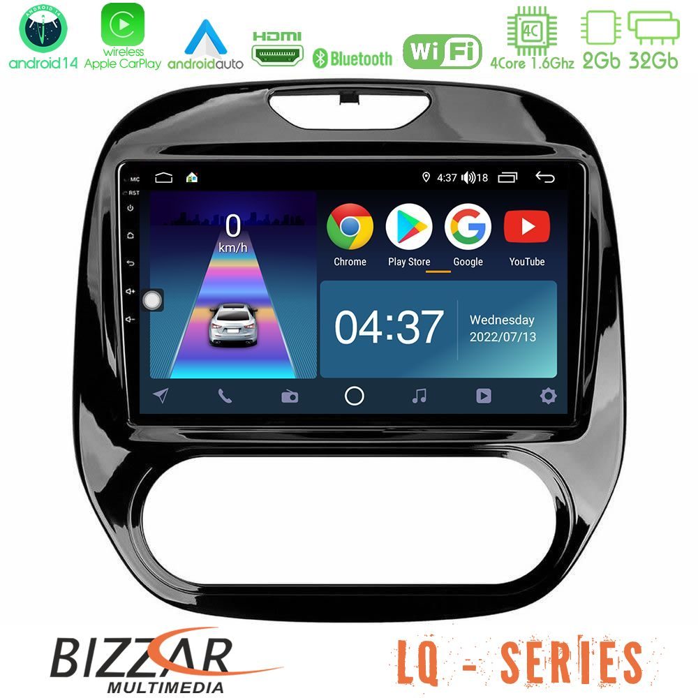 Bizzar LQ Series 4Core Android14 2+32GB Renault Captur 2013-2019 (Manual AC) Navigation Multimedia Tablet 9" Με Carplay & Android Auto
