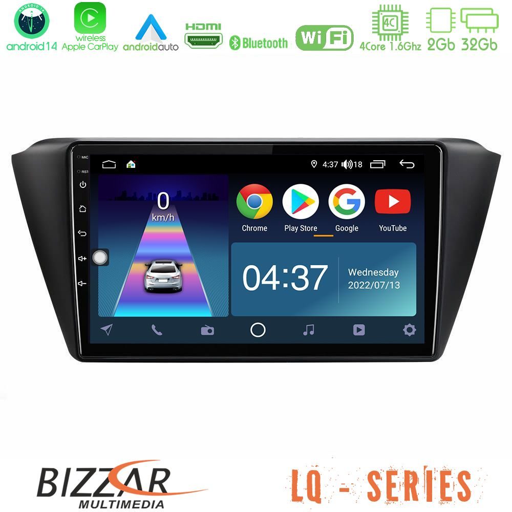 Bizzar LQ Series 4Core Android14 2+32GB Skoda Fabia 2015-2021 Navigation Multimedia Tablet 9" Με Carplay & Android Auto