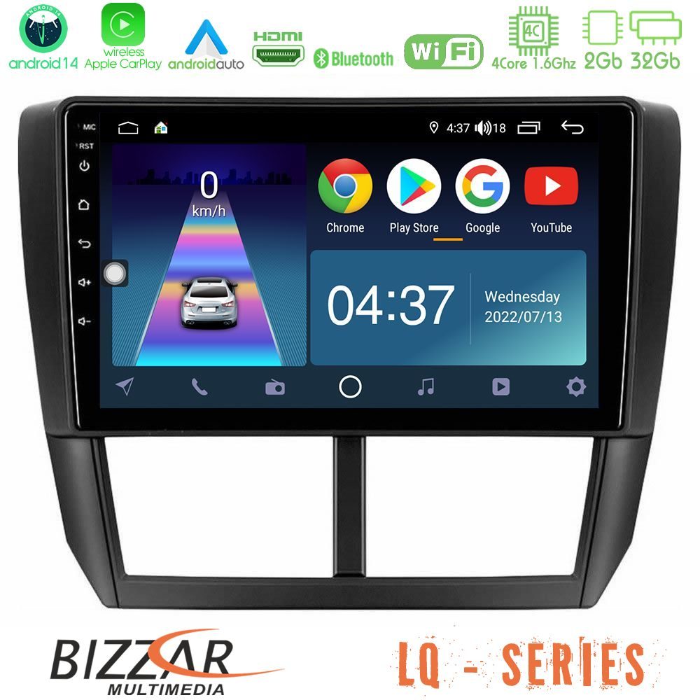 Bizzar LQ Series 4Core Android14 2+32GB Subaru Forester Navigation Multimedia Tablet 9" Με Carplay & Android Auto