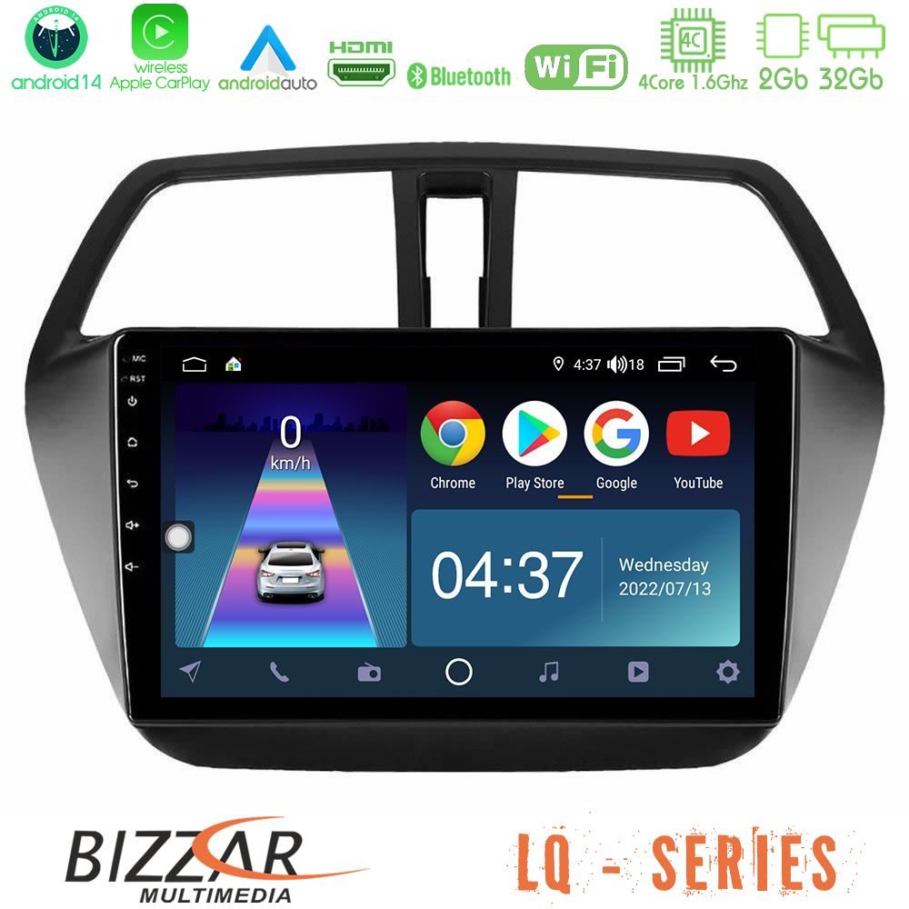 Bizzar LQ Series 4Core Android14 2+32GB Suzuki SX4 S-Cross Navigation Multimedia Tablet 9" Με Carplay & Android Auto