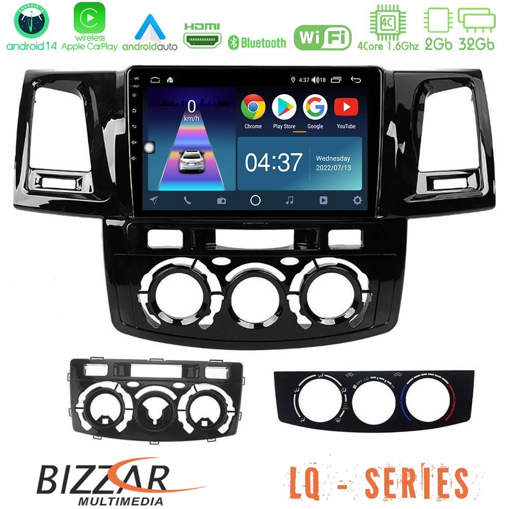Bizzar LQ Series 4Core Android14 2+32GB Toyota Hilux 2007-2016 Navigation Multimedia Tablet 9" Με Carplay & Android Auto