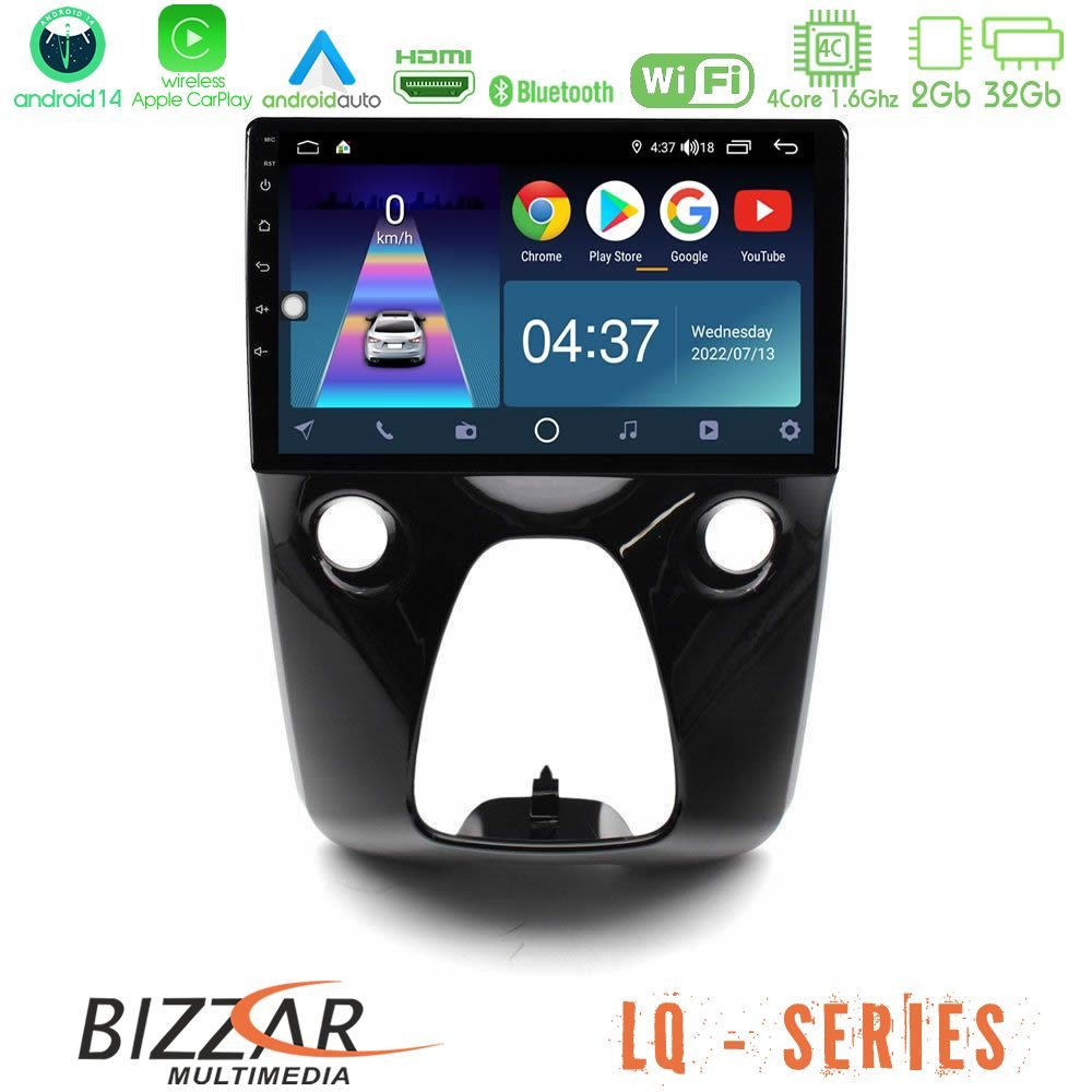 Bizzar LQ Series 4Core Android14 2+32GB Toyota Aygo | Citroen C1 | Peugeot 108 Navigation Multimedia 10" Με Carplay & Android Auto