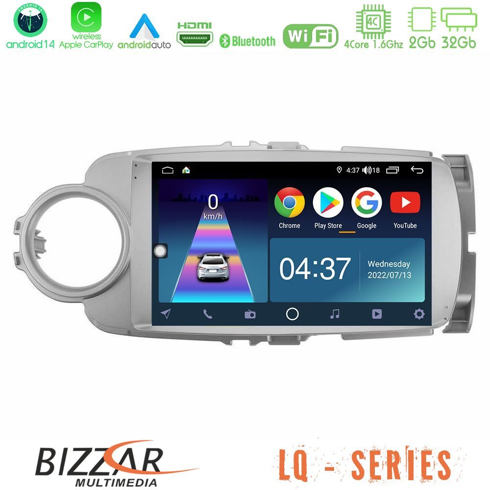 Bizzar LQ Series 4Core Android14 2+32GB Toyota Yaris Navigation Multimedia Tablet 9" Με Carplay & Android Auto