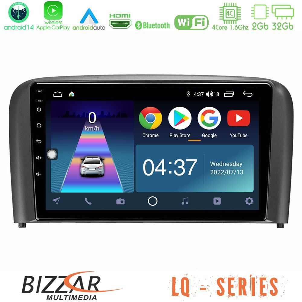 Bizzar LQ Series 4Core Android14 2+32GB Volvo S80 1998-2006 Navigation Multimedia Tablet 9" Με Carplay & Android Auto