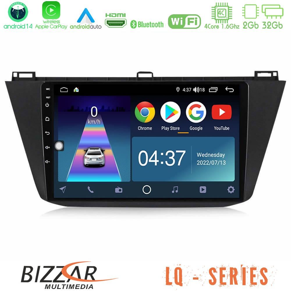 Bizzar LQ Series 4Core Android14 2+32GB Vw Tiguan 2016-2022 Navigation Multimedia Tablet 10" Με Carplay & Android Auto
