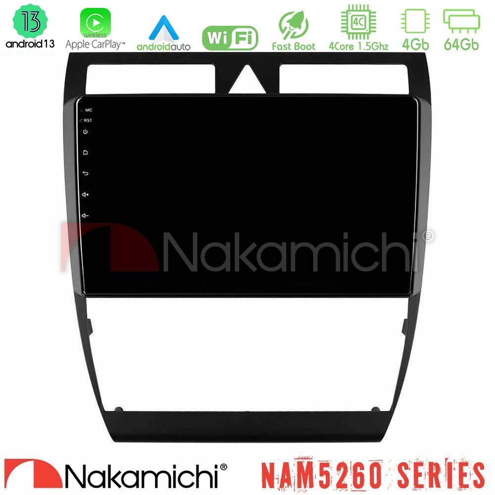 Nakamichi NAM5260 Series 4Core Android13 4+64GB Audi A6 (C5) 1997-2004 Navigation Multimedia Tablet 9" Με Carplay & Android Auto