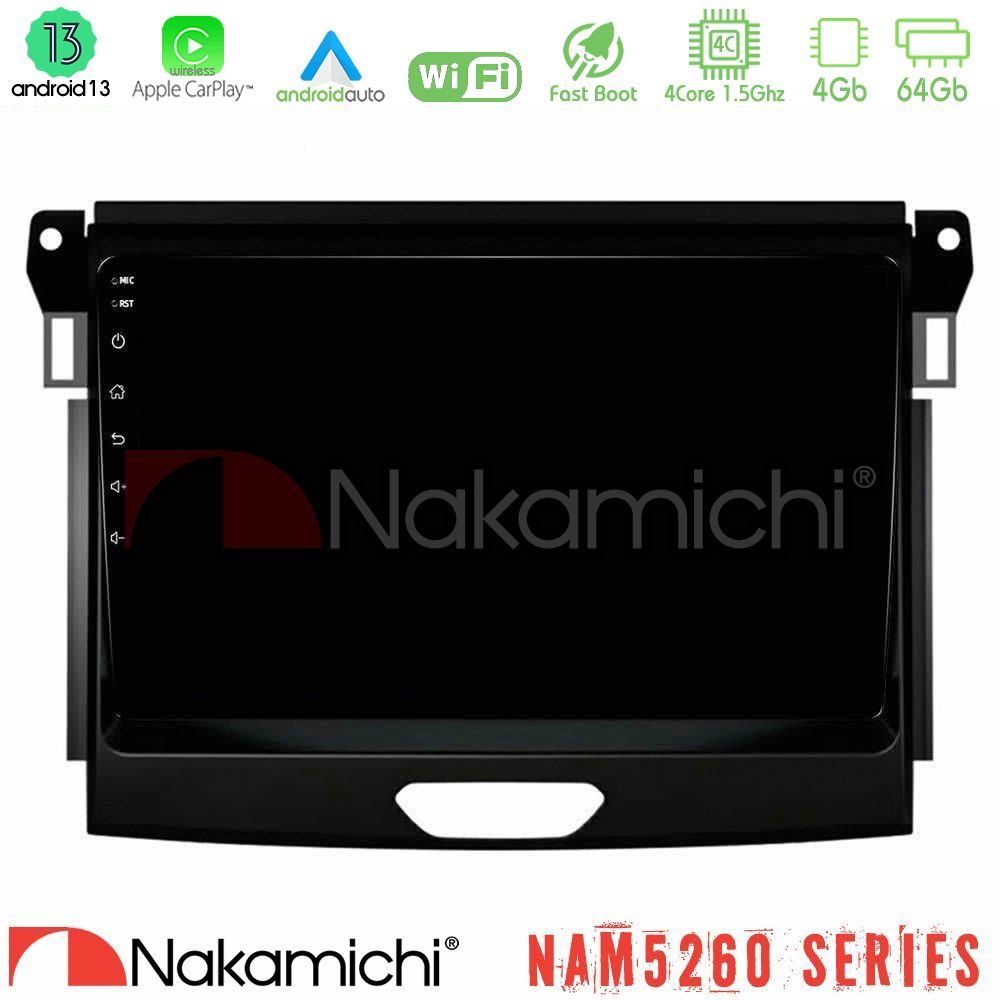 Nakamichi NAM5260 Series 4Core Android13 4+64GB Ford Ranger 2017-2022 Navigation Multimedia Tablet 9" Με Carplay & Android Auto