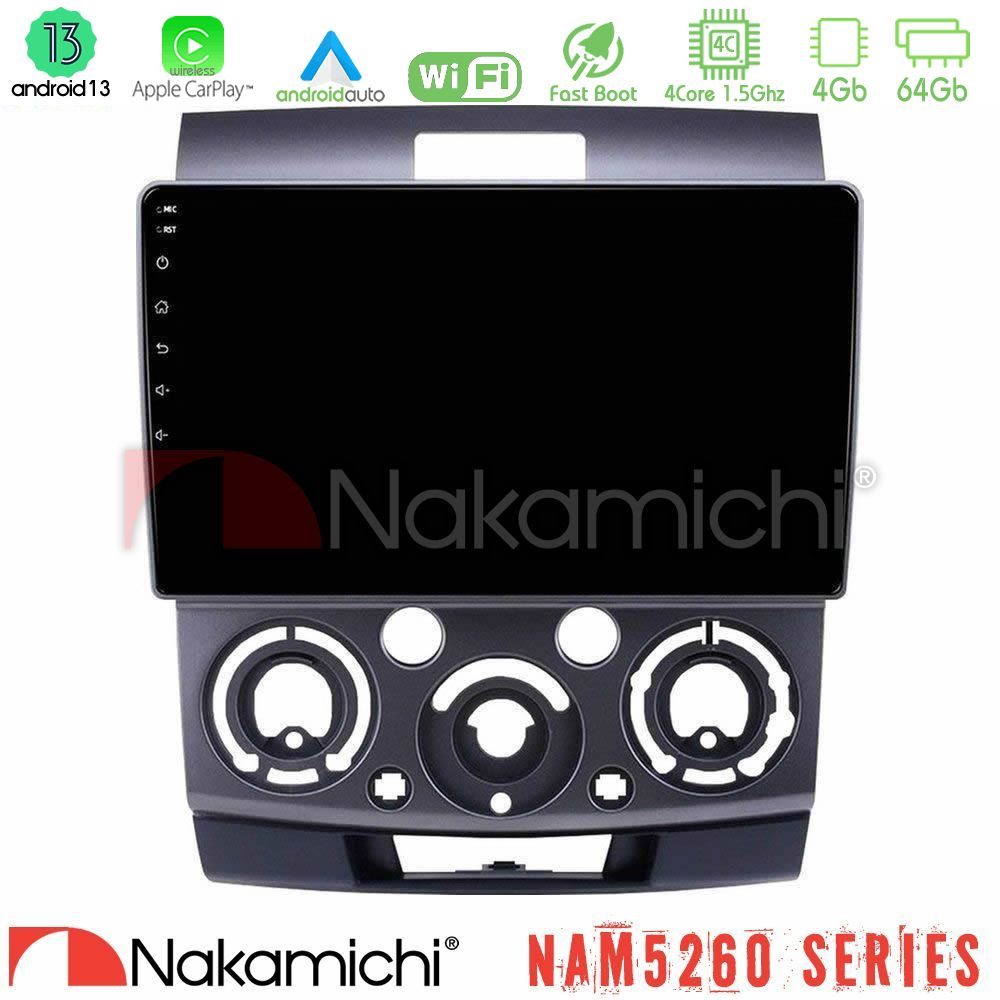 Nakamichi NAM5260 Series 4Core Android13 4+64GB Ford Ranger/Mazda BT50 Navigation Multimedia Tablet 9" Με Carplay & Android Auto