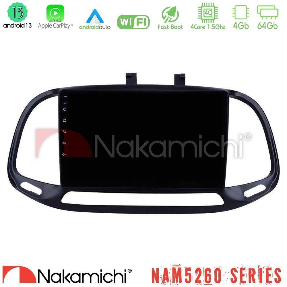 Nakamichi NAM5260 Series 4Core Android13 4+64GB Fiat Doblo 2015-2022 Navigation Multimedia Tablet 9" Με Carplay & Android Auto