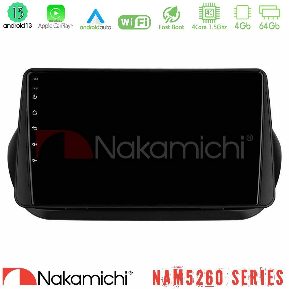 Nakamichi NAM5260 Series 4Core Android13 4+64GB Fiat Fiorino/Citroen Nemo/Peugeot Bipper Navigation Multimedia Tablet 10" Με Carplay & Android Auto