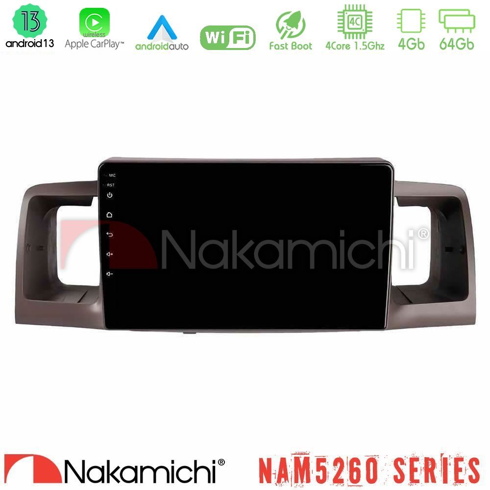 Nakamichi NAM5260 Series 4Core Android13 4+64GB Toyota Corolla 2002-2006 Navigation Multimedia Tablet 9" Με Carplay & Android Auto