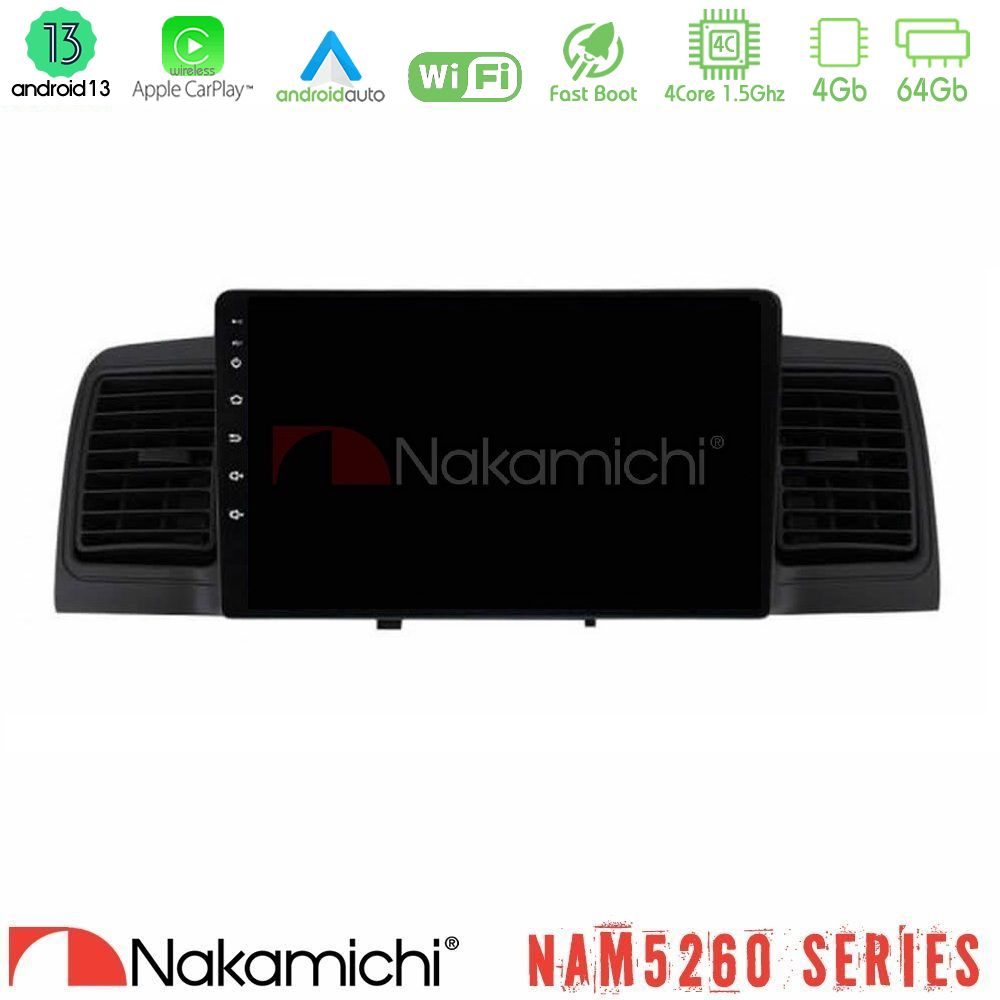 Nakamichi NAM5260 Series 4Core Android13 4+64GB Toyota Corolla 2002-2006 Navigation Multimedia Tablet 9" Με Carplay & Android Auto