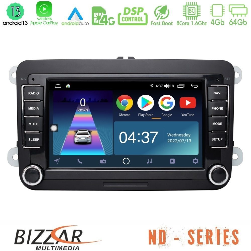 Bizzar ND Series OEM VW Group 8core Android13 4+64GB Navigation Multimedia Deckless 7" με Carplay/AndroidAuto