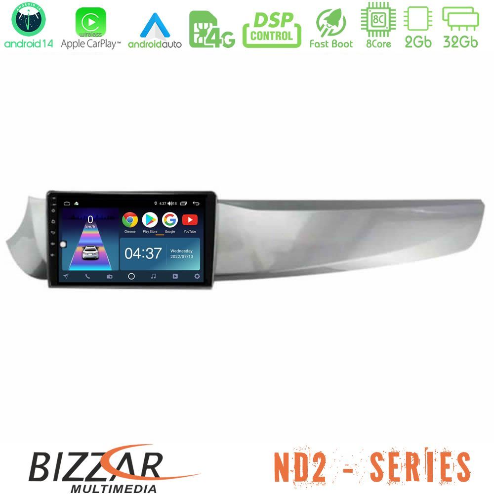 Bizzar ND2 Series 8Core Android14 2+32GB  Alfa Romeo Giulietta 2010-2014 Navigation Multimedia Tablet 9" Με Carplay & Android Auto