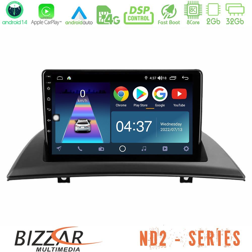 Bizzar ND2 Series 8Core Android14 2+32GB  BMW E83 Navigation Multimedia Tablet 9" Με Carplay & Android Auto