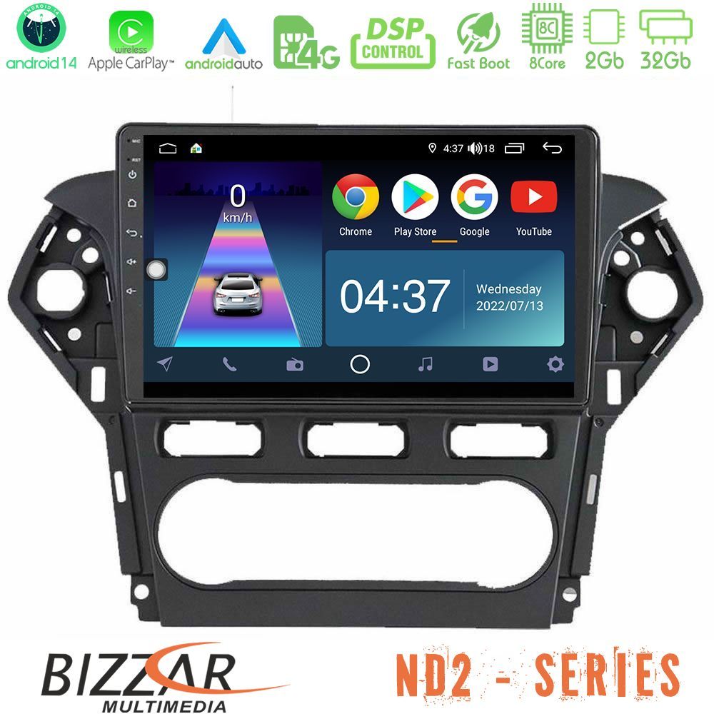 Bizzar ND2 Series 8Core Android14 2+32GB  Ford Mondeo 2011-2014 Navigation Multimedia Tablet 10" Με Carplay & Android Auto