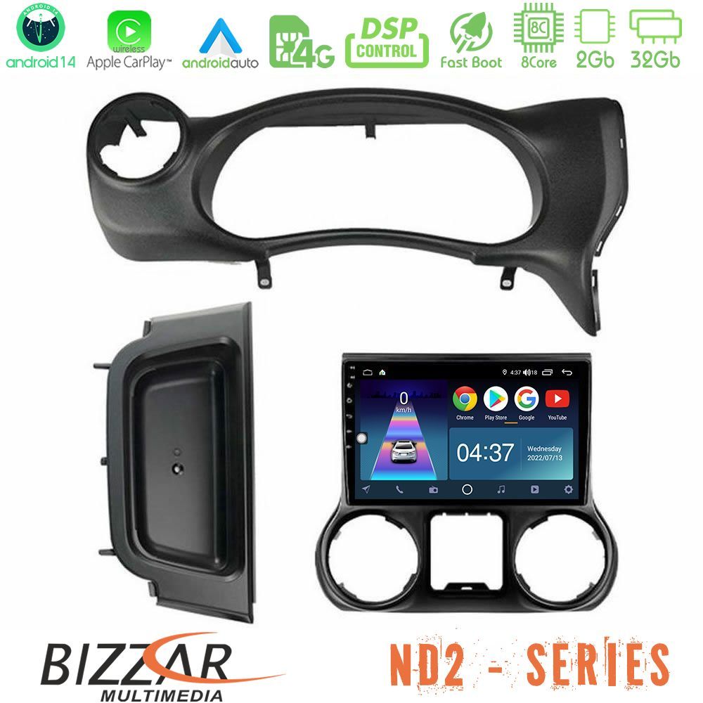 Bizzar ND2 Series 8Core Android14 2+32GB  Jeep Wrangler 2014-2017 Navigation Multimedia Tablet 10" Με Carplay & Android Auto