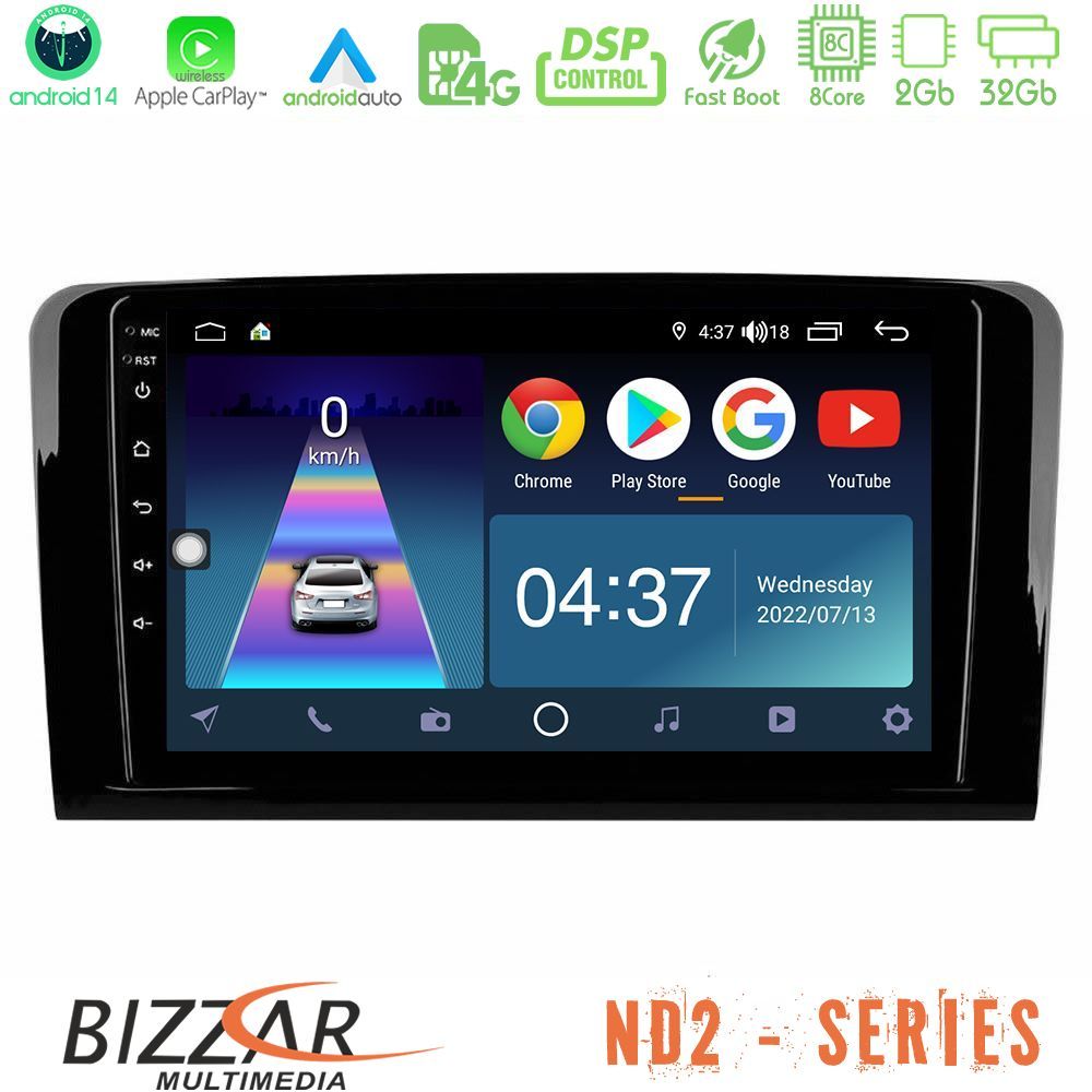 Bizzar ND2 Series 8Core Android14 2+32GB  Mercedes ML/GL Class Navigation Multimedia Tablet 9" Με Carplay & Android Auto