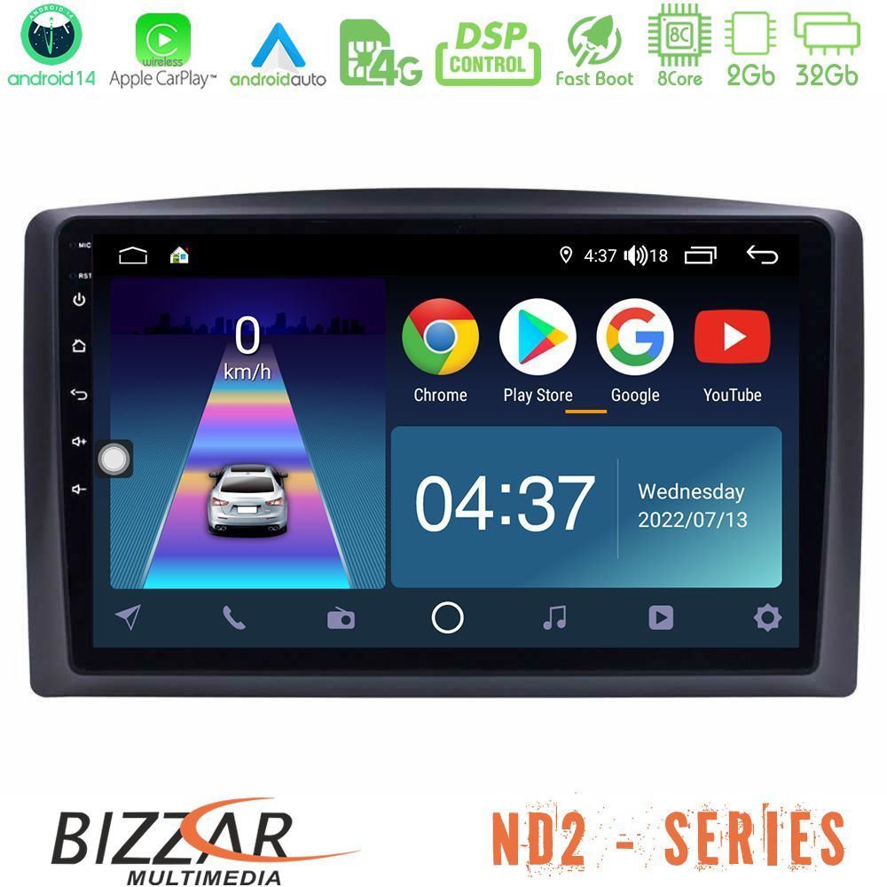 Bizzar ND2 Series 8Core Android14 2+32GB  Mercedes Vito 2015-2021 Navigation Multimedia Tablet 10" Με Carplay & Android Auto