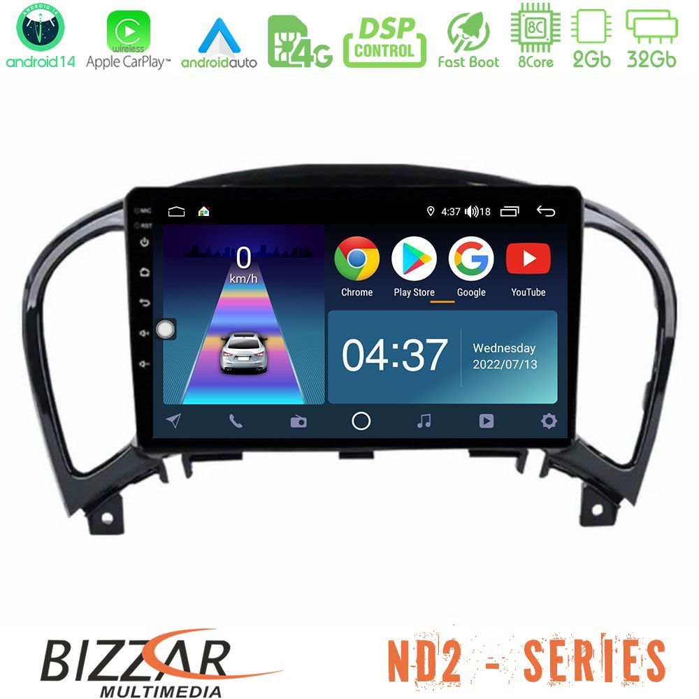 Bizzar ND2 Series 8Core Android14 2+32GB Nissan Juke Navigation Multimedia Tablet 9" Με Carplay & Android Auto