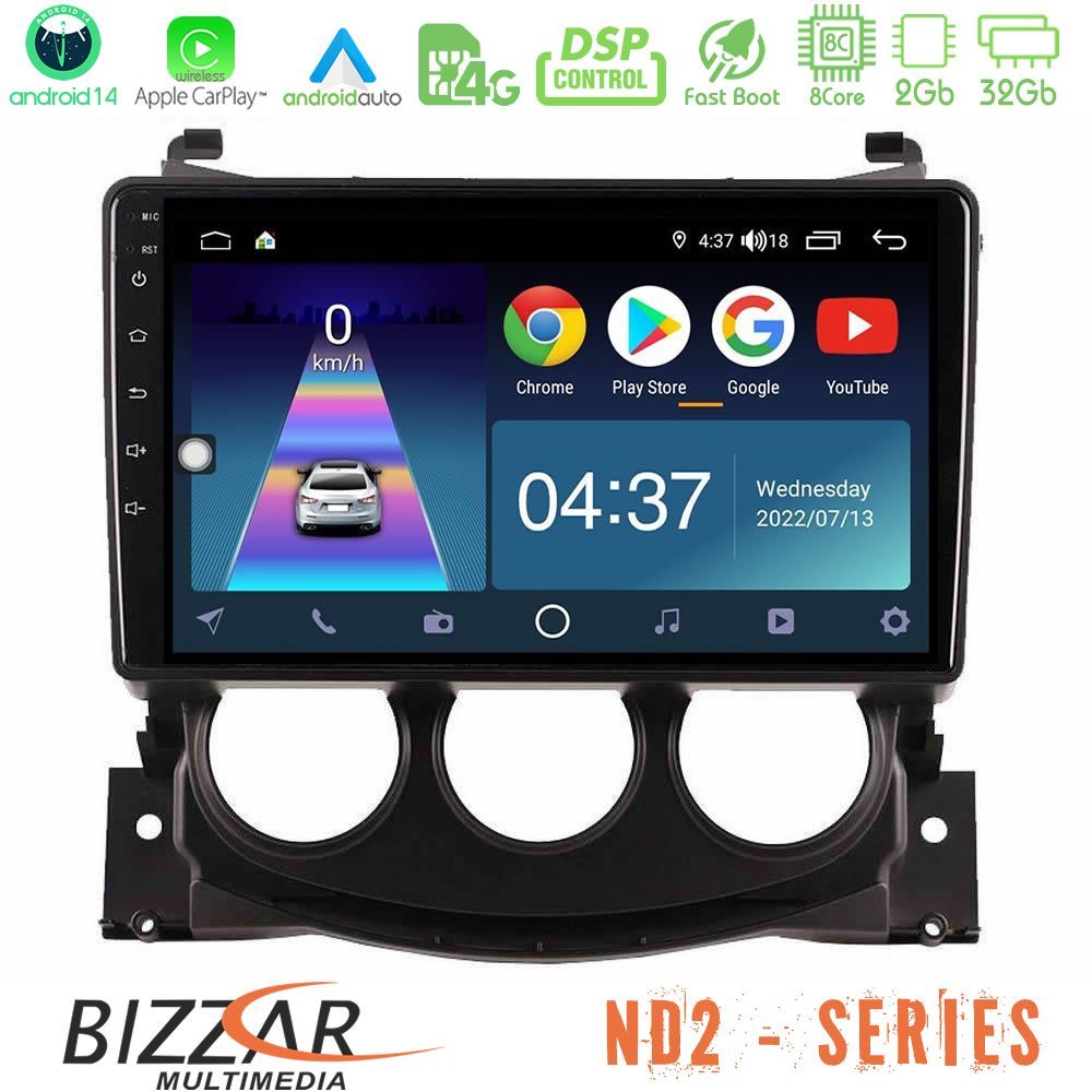 Bizzar ND2 Series 8Core Android14 2+32GB Nissan 370Z 2009-2013 Navigation Multimedia Tablet 9" Με Carplay & Android Auto