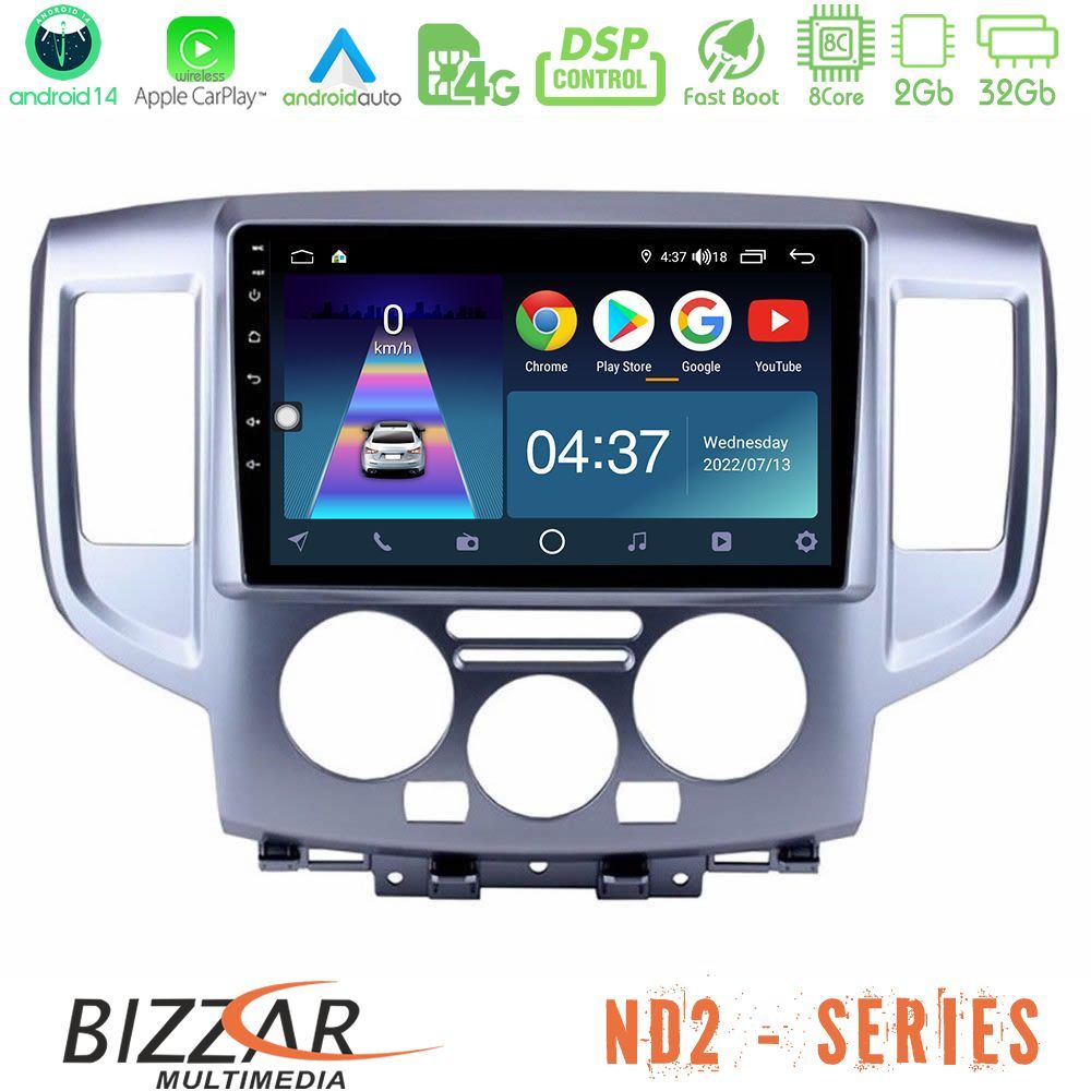 Bizzar ND2 Series 8Core Android14 2+32GB Nissan NV200 Navigation Multimedia Tablet 9" Με Carplay & Android Auto
