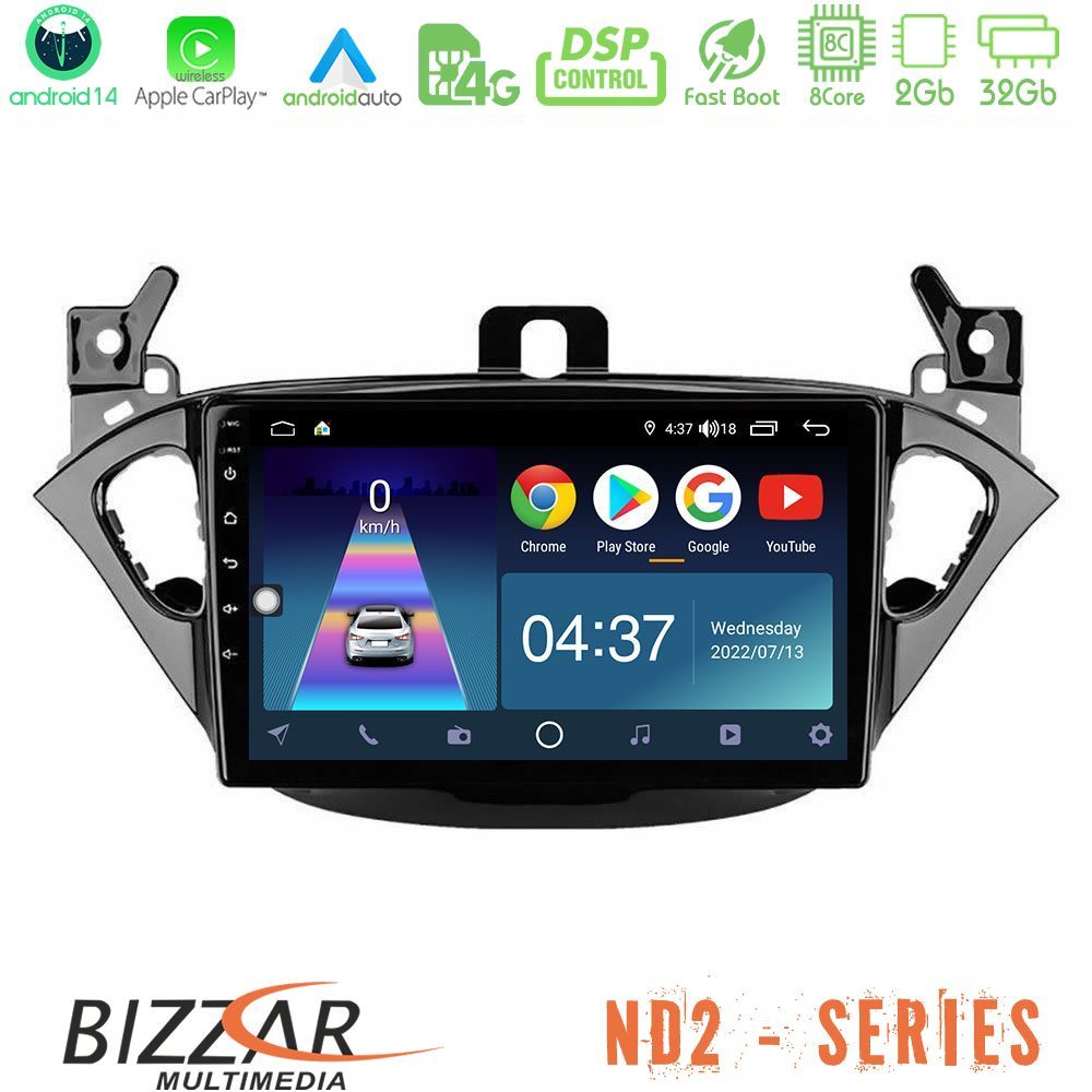 Bizzar ND2 Series 8Core Android14 2+32GB  Opel Corsa E/Adam Navigation Multimedia Tablet 9" Με Carplay & Android Auto