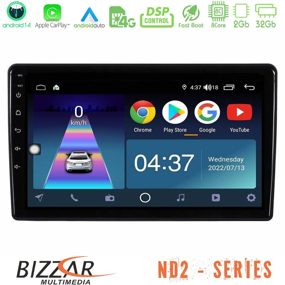 Bizzar ND2 Series 8Core Android14 2+32GB Opel Combo/Vectra /Vivaro/Agila Navigation Multimedia Tablet 10" Με Carplay & Android Auto