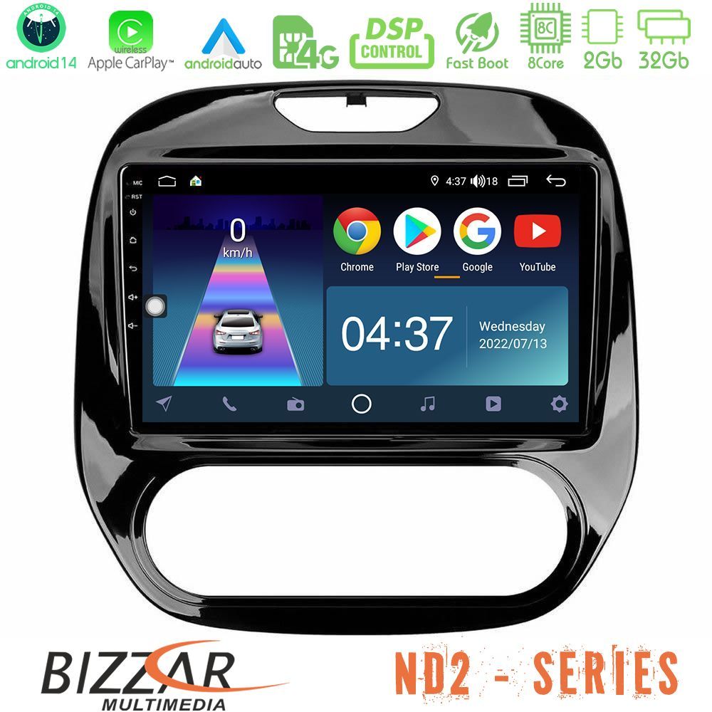 Bizzar ND2 Series 8Core Android14 2+32GB  Renault Captur 2013-2019 (Manual AC) Navigation Multimedia Tablet 9" Με Carplay & Android Auto