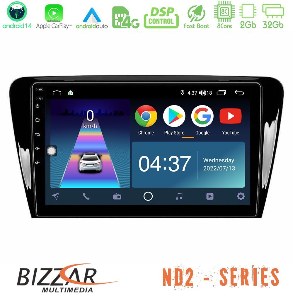 Bizzar ND2 Series 8Core Android14 2+32GB  Skoda Octavia 7 Navigation Multimedia Tablet 10" Με Carplay & Android Auto