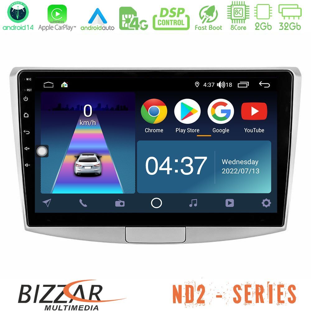 Bizzar ND2 Series 8Core Android14 2+32GB  VW Passat Navigation Multimedia Tablet 10" Με Carplay & Android Auto