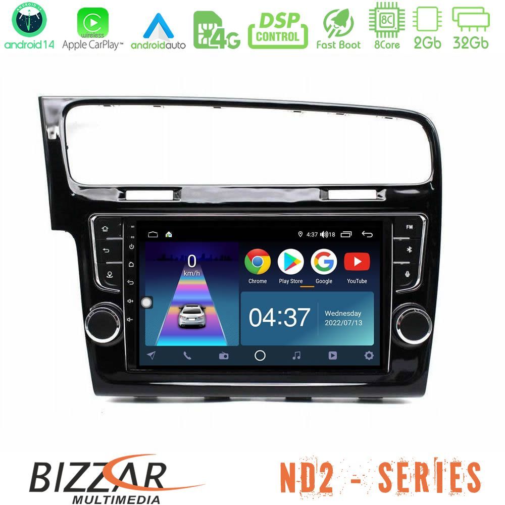 Bizzar ND2 Series 8Core Android14 2+32GB  VW GOLF 7 Navigation Multimedia Tablet 9" Με Carplay & Android Auto (OEM Look)