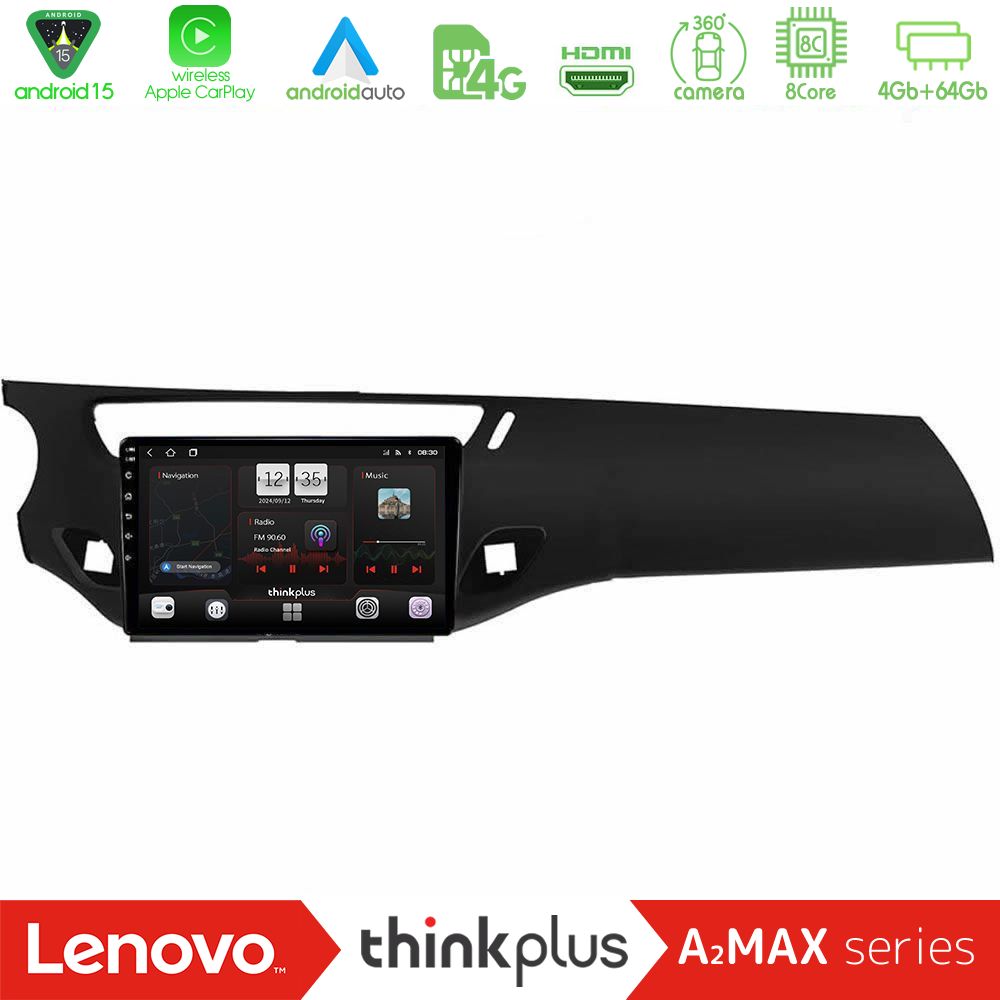 Lenovo Thinkplus A2MAX Series 8Core Android15 4+64GB  Citroen C3 2009-2016 Navigation Multimedia Tablet 9"    (Μαύρο γυαλιστερό)