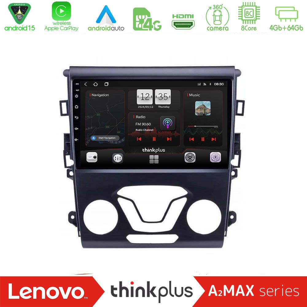 Lenovo Thinkplus A2MAX Series 8Core Android15 4+64GB  Ford Mondeo 2014-2017 Navigation Multimedia Tablet 9"