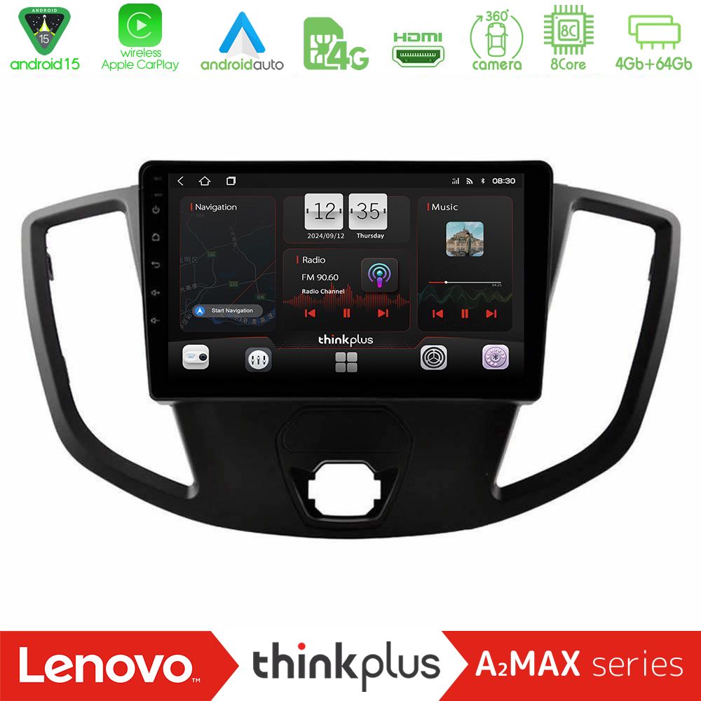 Lenovo Thinkplus A2MAX Series 8Core Android15 4+64GB  Ford Transit 2014-> Navigation Multimedia Tablet 9"