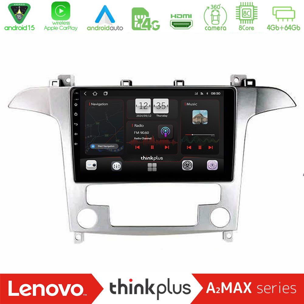 Lenovo Thinkplus A2MAX Series 8Core Android15 4+64GB  Ford S-Max 2006-2012 Navigation Multimedia Tablet 9"