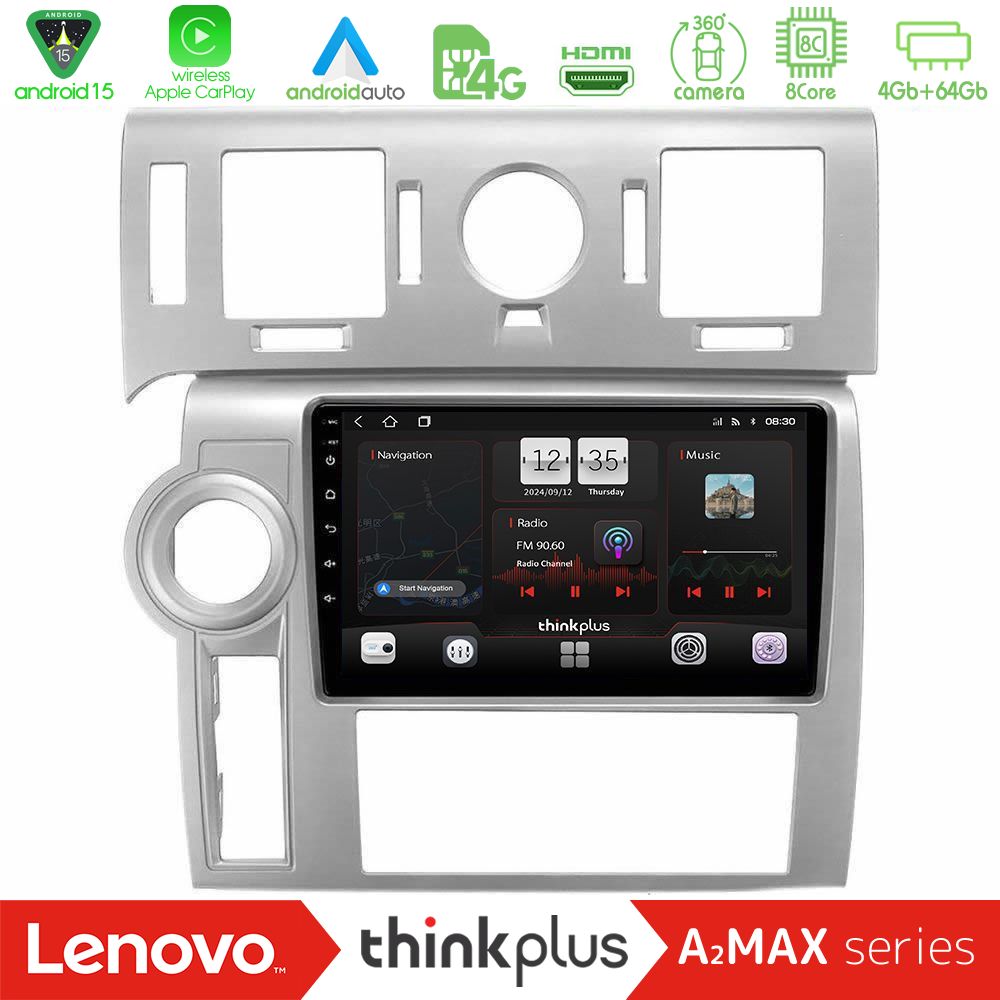 Lenovo Thinkplus A2MAX Series 8Core Android15 4+64GB  Hummer H2 2008-2009 Navigation Multimedia Tablet 9"