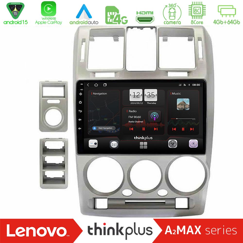 Lenovo Thinkplus A2MAX Series 8Core Android15 4+64GB  Hyundai Getz 2002-2009 Navigation Multimedia Tablet 9"